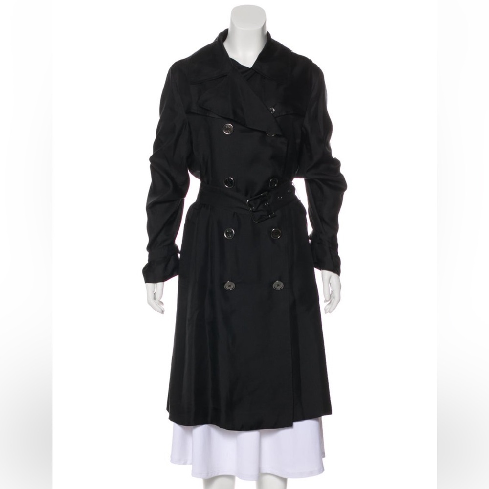 Burberry London Women's Black Trench Coat size L Mint Condition